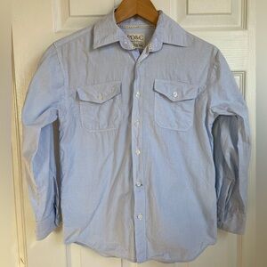 PD&C Boys Light Blue Checkered Casual button down Shirt size 8